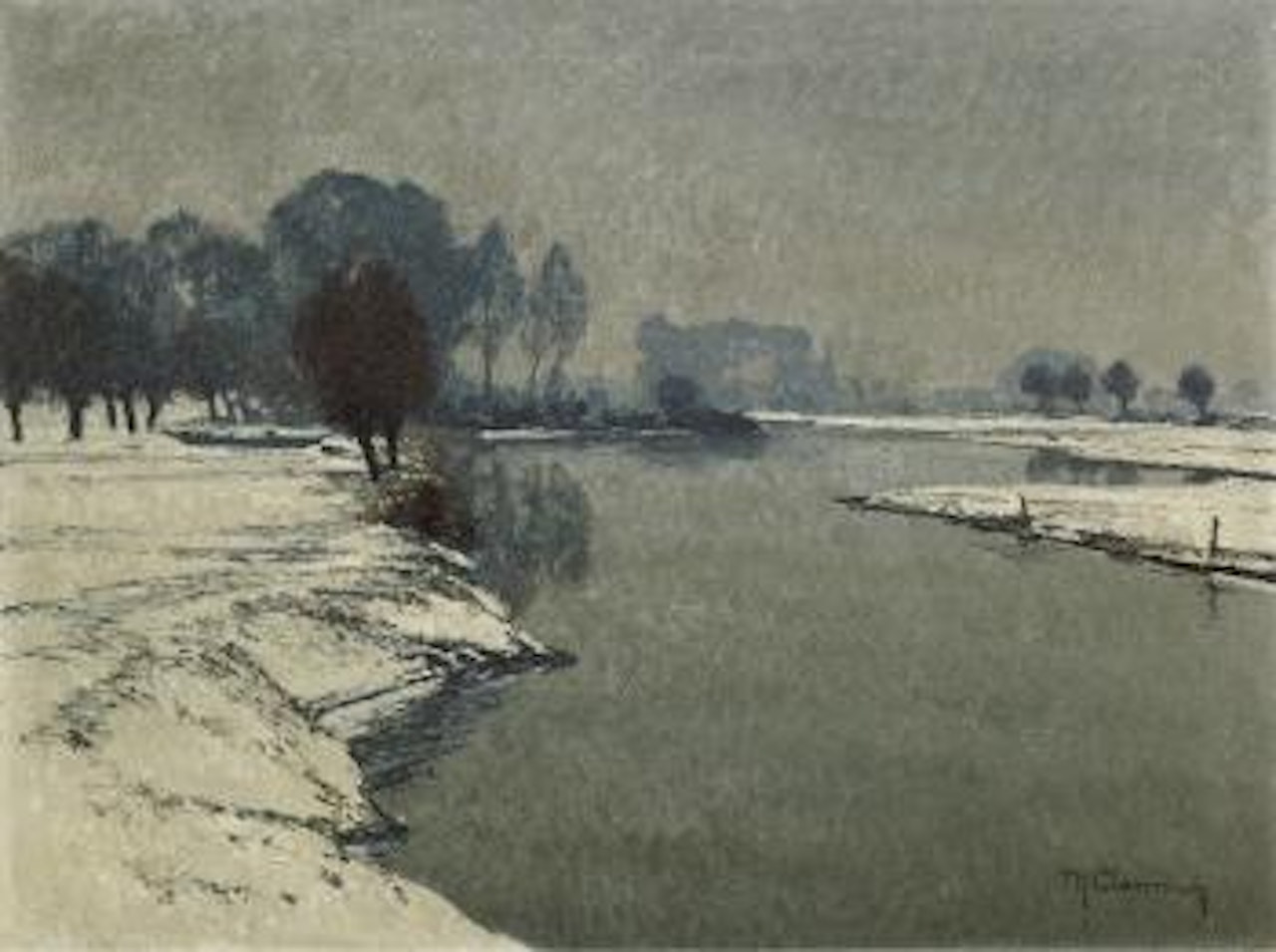 Winterlandschaft mit Nachen by Max Clarenbach