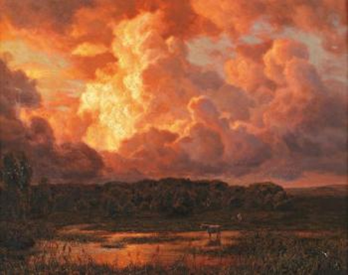 Soleil couchant sur un étang by Ivan Fedorovich Choultse