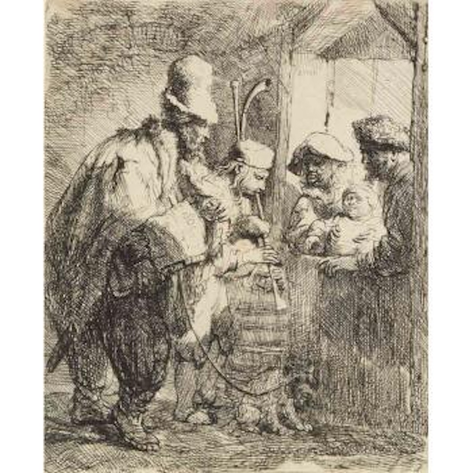 The strolling musicians (B. 119) by Attributed to Rembrandt Harmensz van Rijn