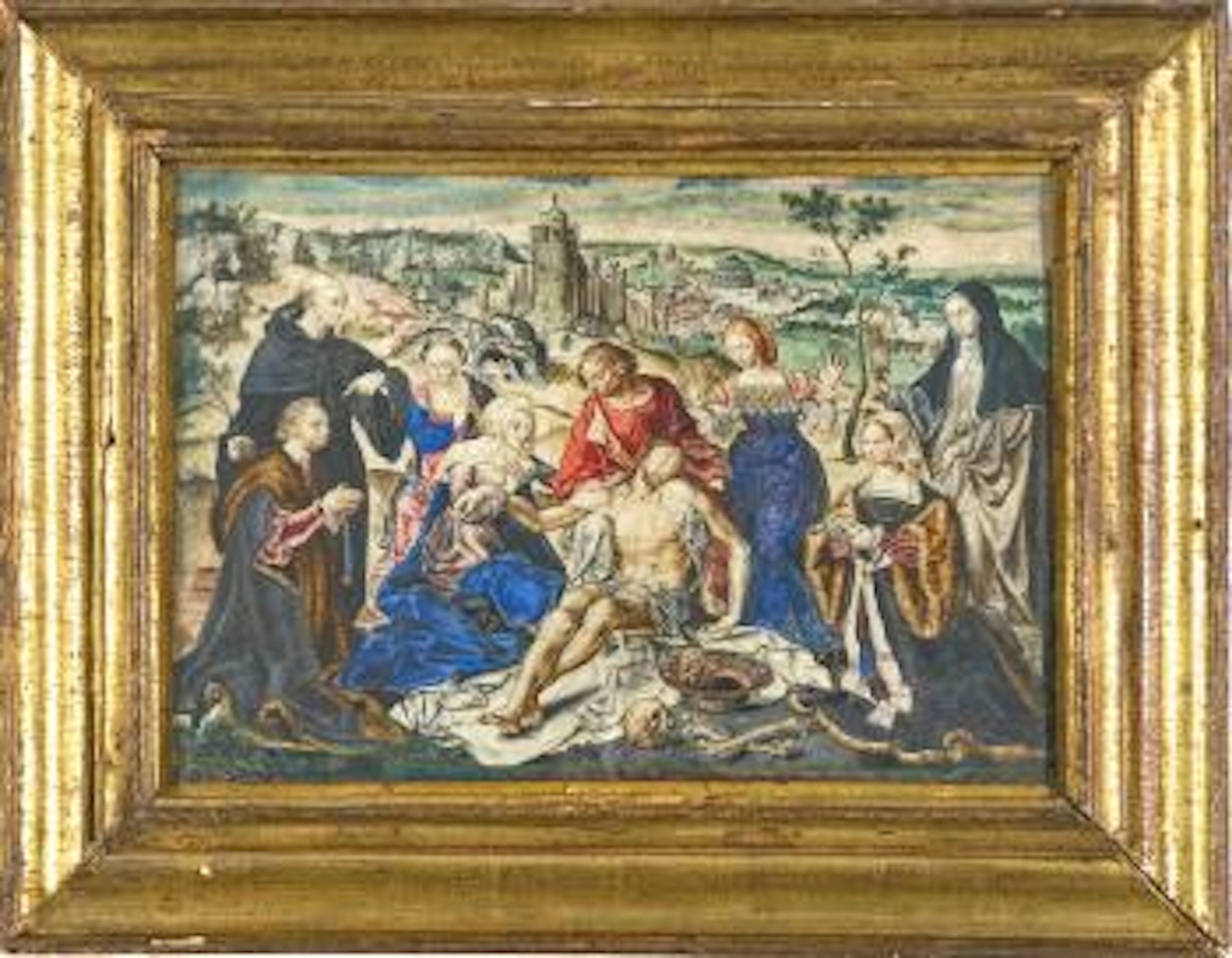 Compianto sul Cristo morto con due donatori by Giovanni Battista Castello by Joos van Cleve