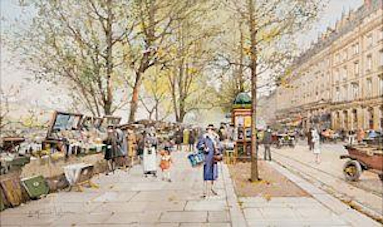 Les bouquinistes by Eugene Galien-Laloue