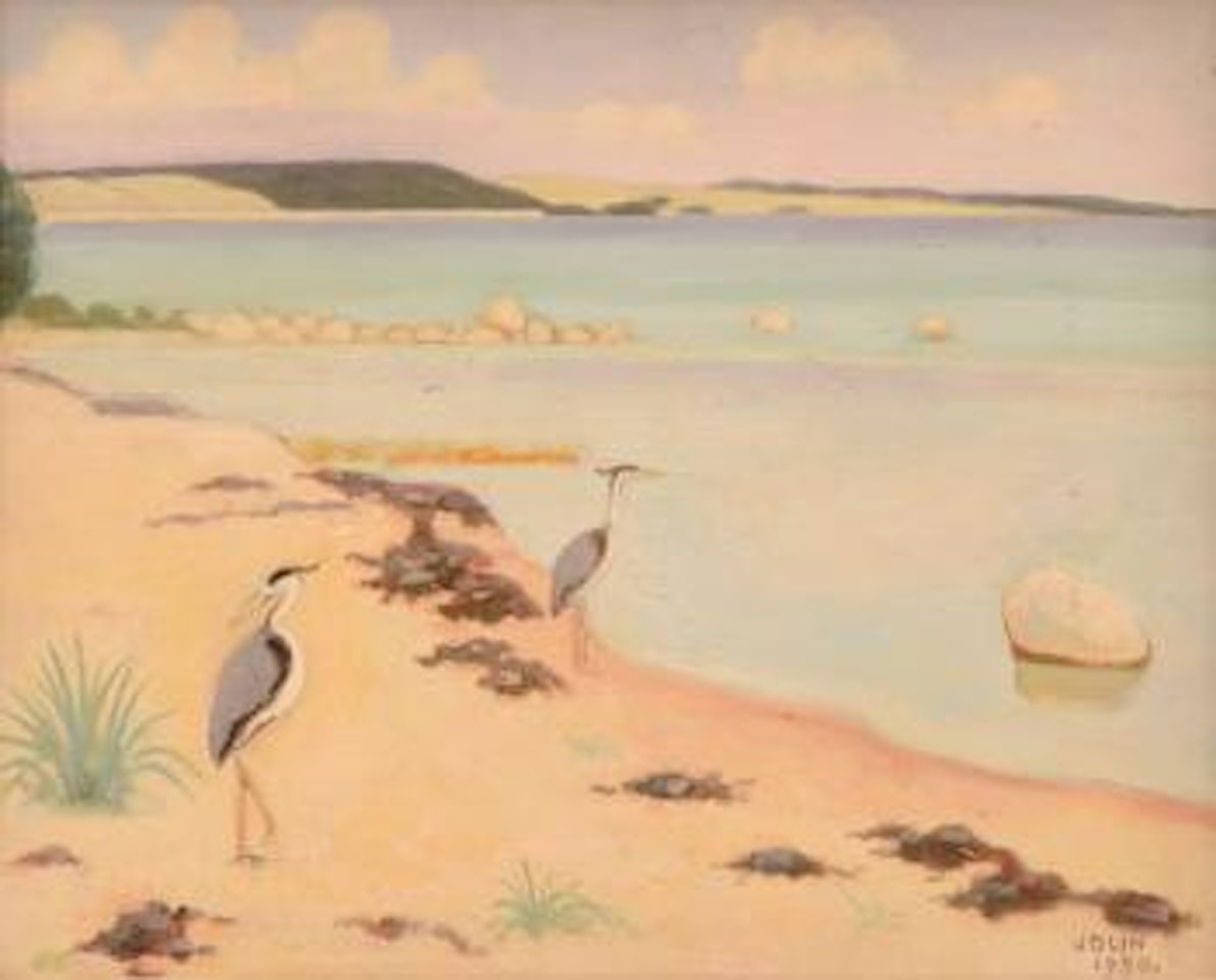 Hägrar på stranden by Einar Jolin