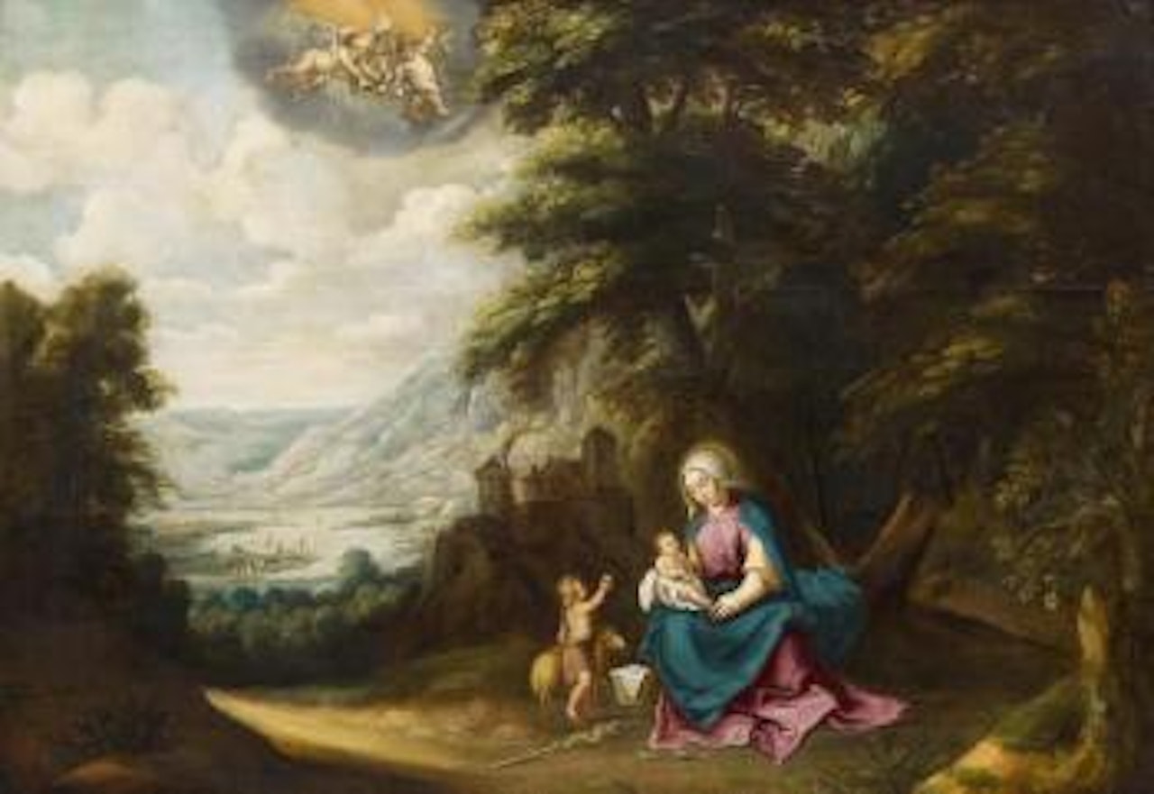 Weite bergige Landschaft mit einem Talsee und Booten by Jan Brueghel the Younger