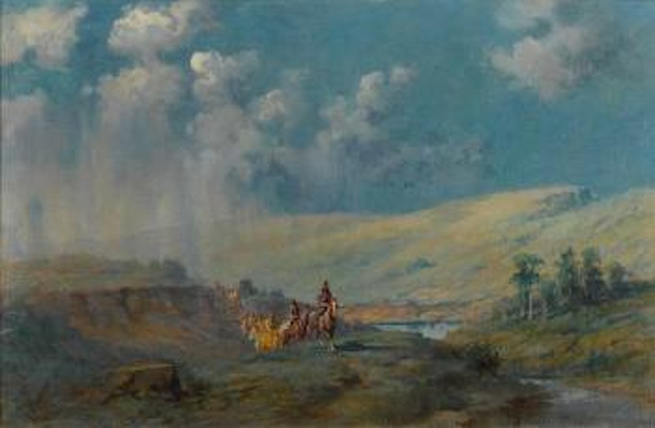 After the shower in the land of the Crows by Edgar S. Paxson