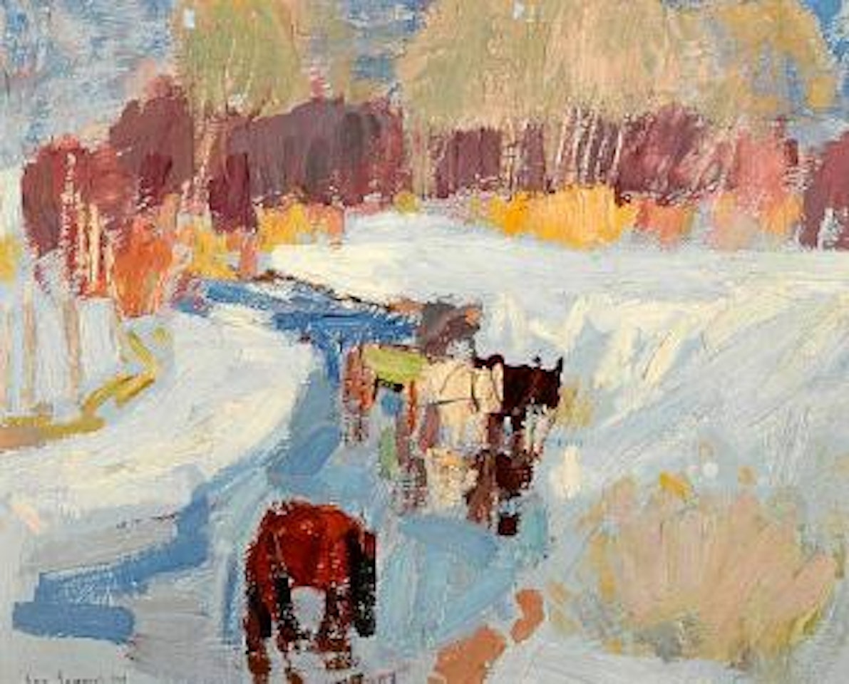 Horses in winter, Taos by Leon Gaspard