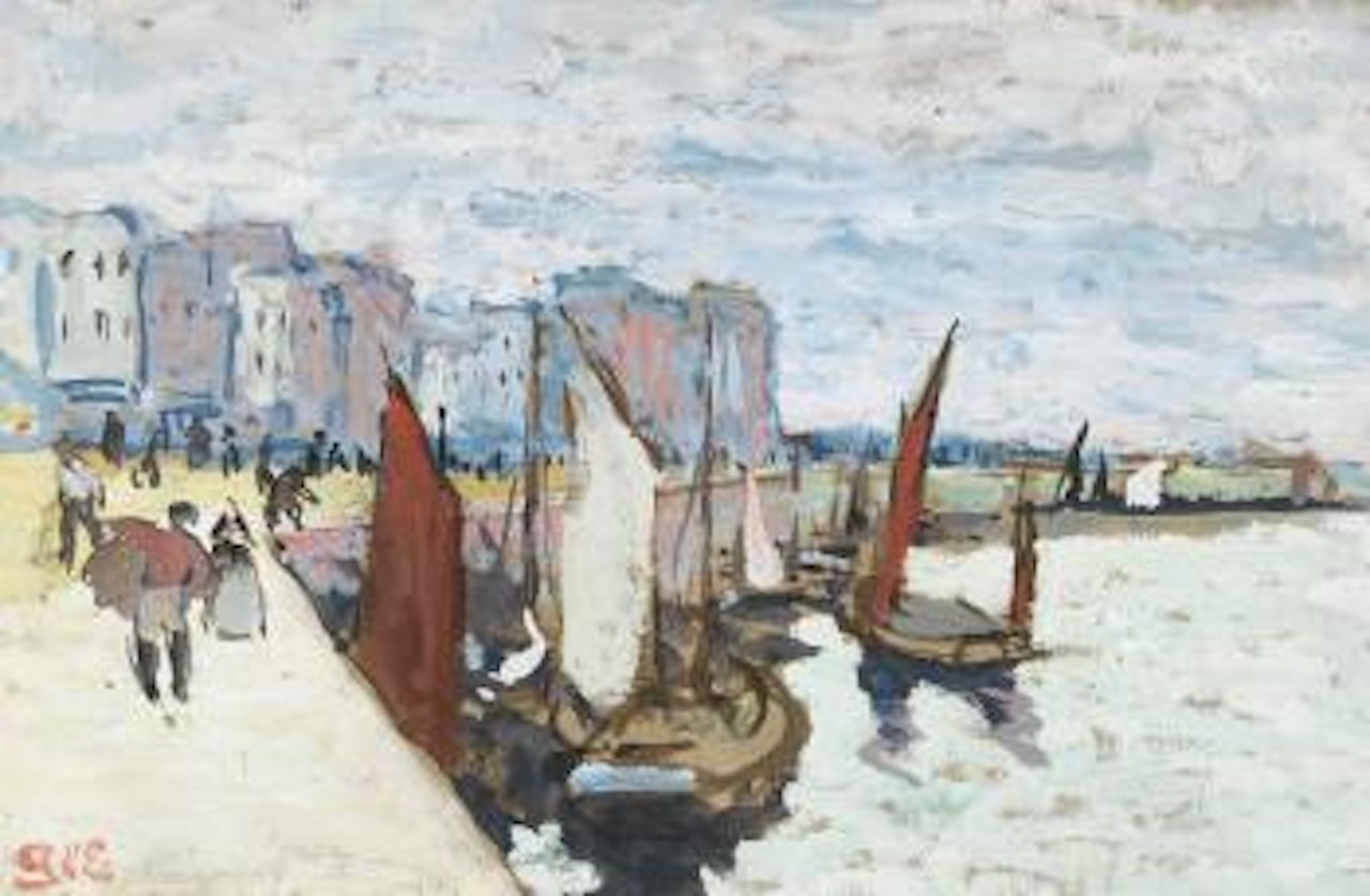 Le port animé. by Georges d’Espagnat