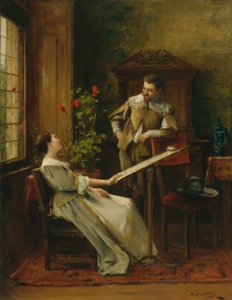 Flirt (La Broderie) by Michael von Munkacsy