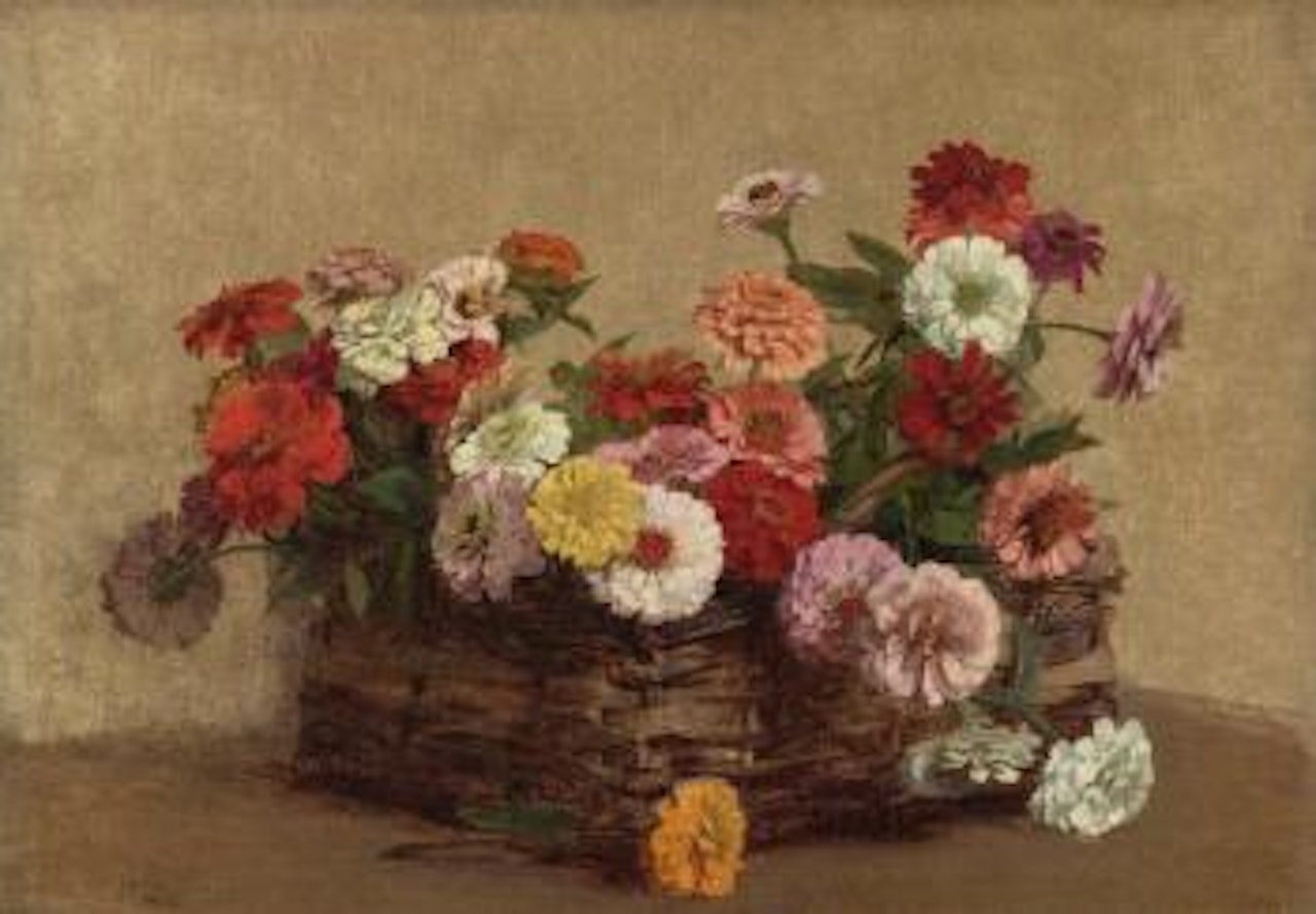 Panier De Zinnias by Victoria Fantin-Latour