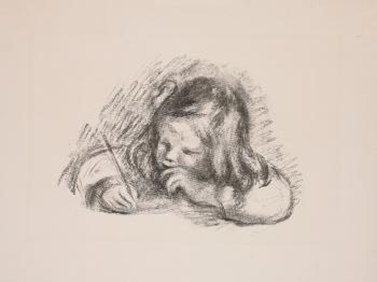 Le Petit Garçon Au Porte-plume/ Claude Renoir Écrivaut (D., S. 55) by Pierre-Auguste Renoir