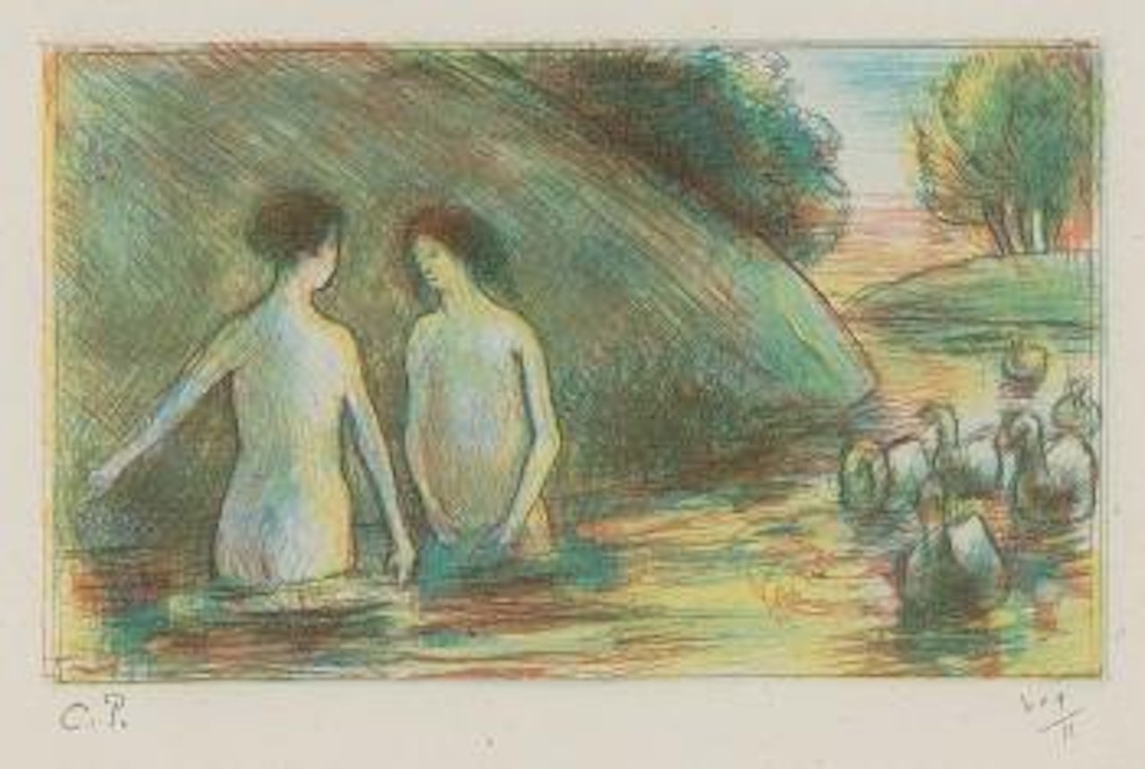 Baigneuse Gardeuses D'oies (Delteil 119) by Camille Pissarro