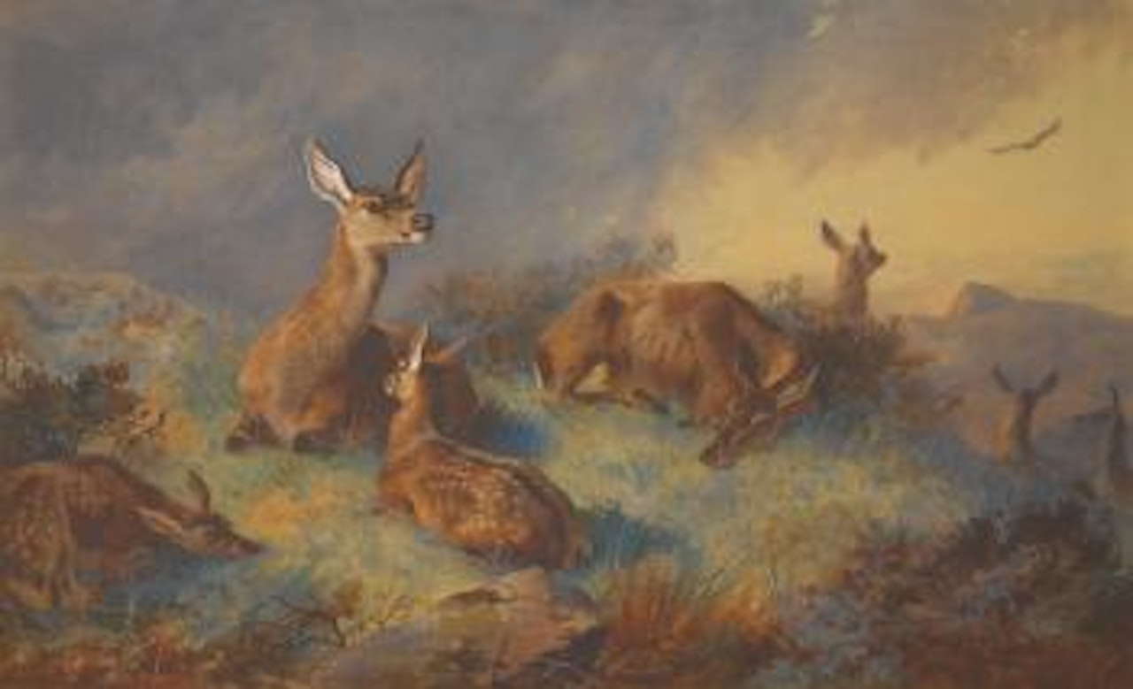 The Watchful Hinds by Archibald Thorburn