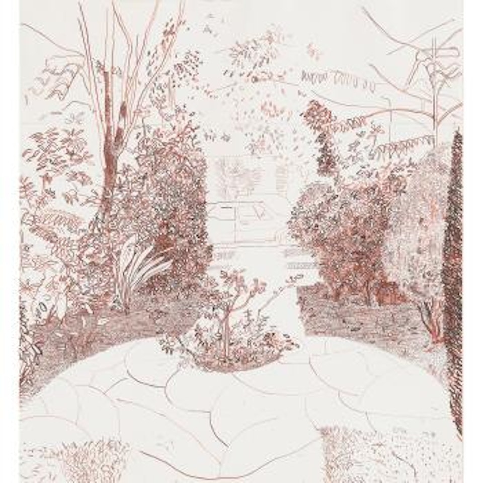 Don Cribb's Courtyard, L.A. by David Hockney