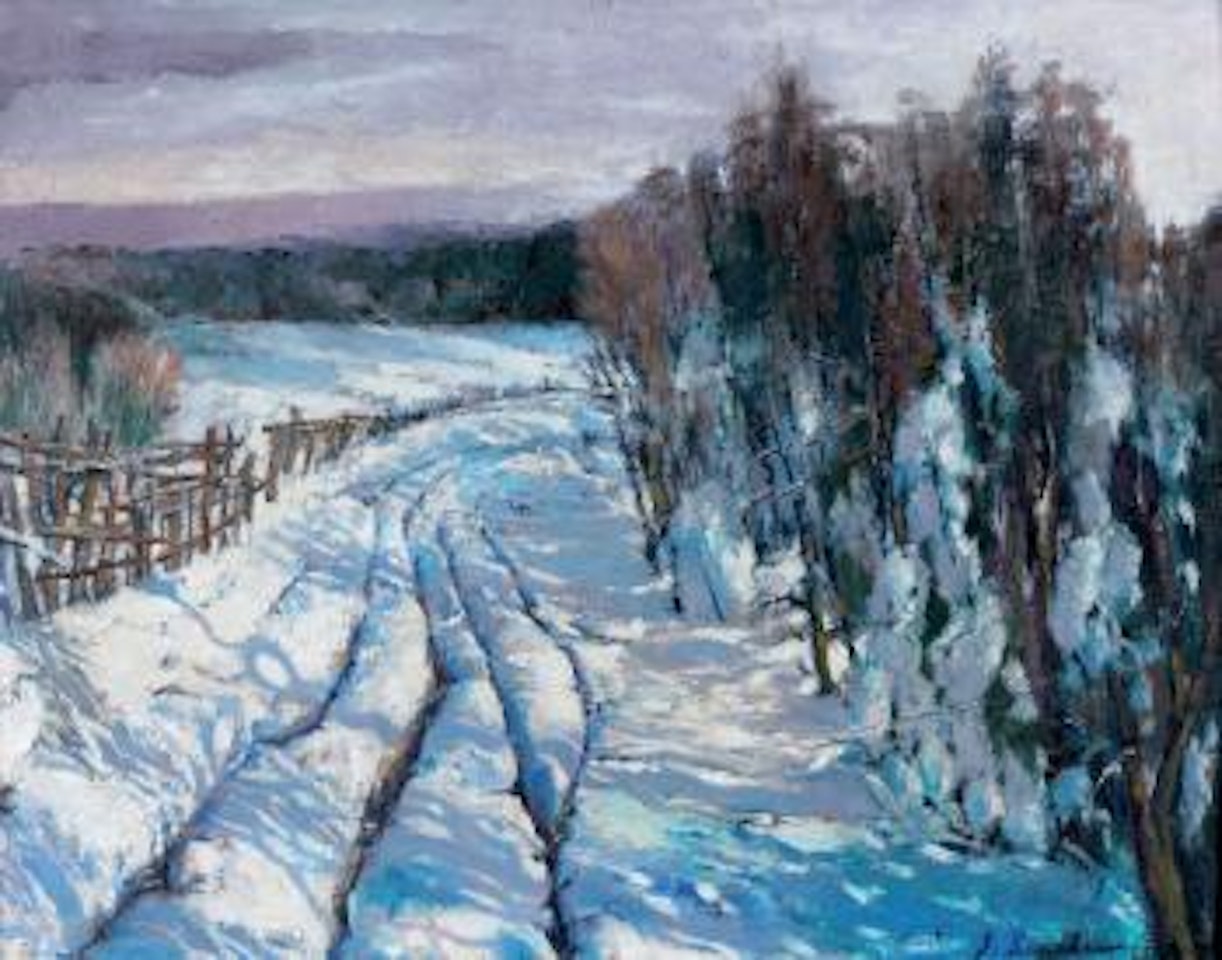 Le chemin enneigé by Georgij Aleksandrovic Lapschin