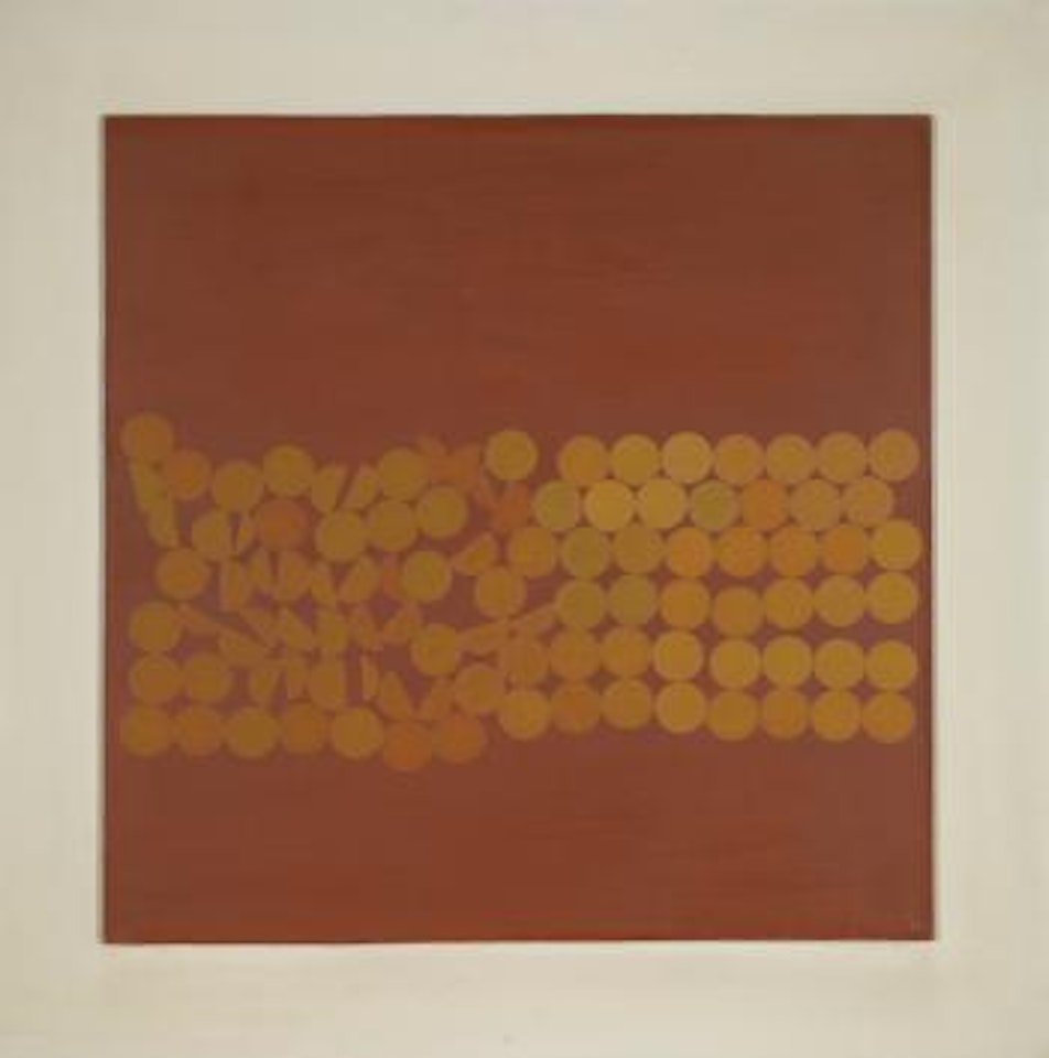 Olive Discs On Burnt Sienna (Pressure) by Wilhelmina Barns-Graham