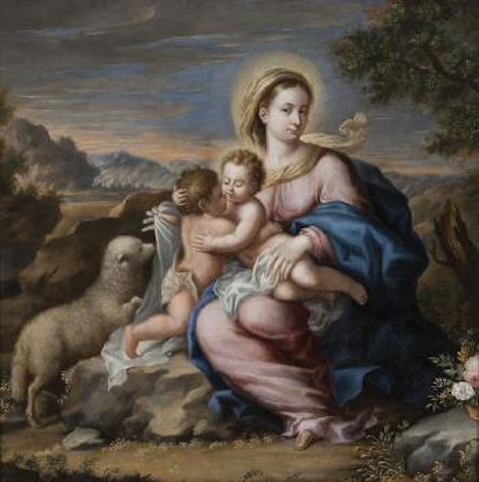 Madonna con Gesù e S. Giovanni Battista Bambini by Roman School