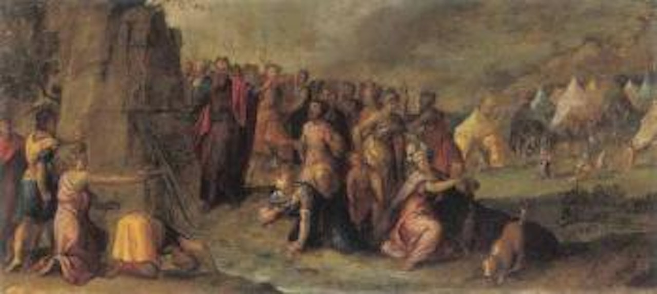 Mosè Fa Scaturire le Acque dalla Roccia by Frans Francken II