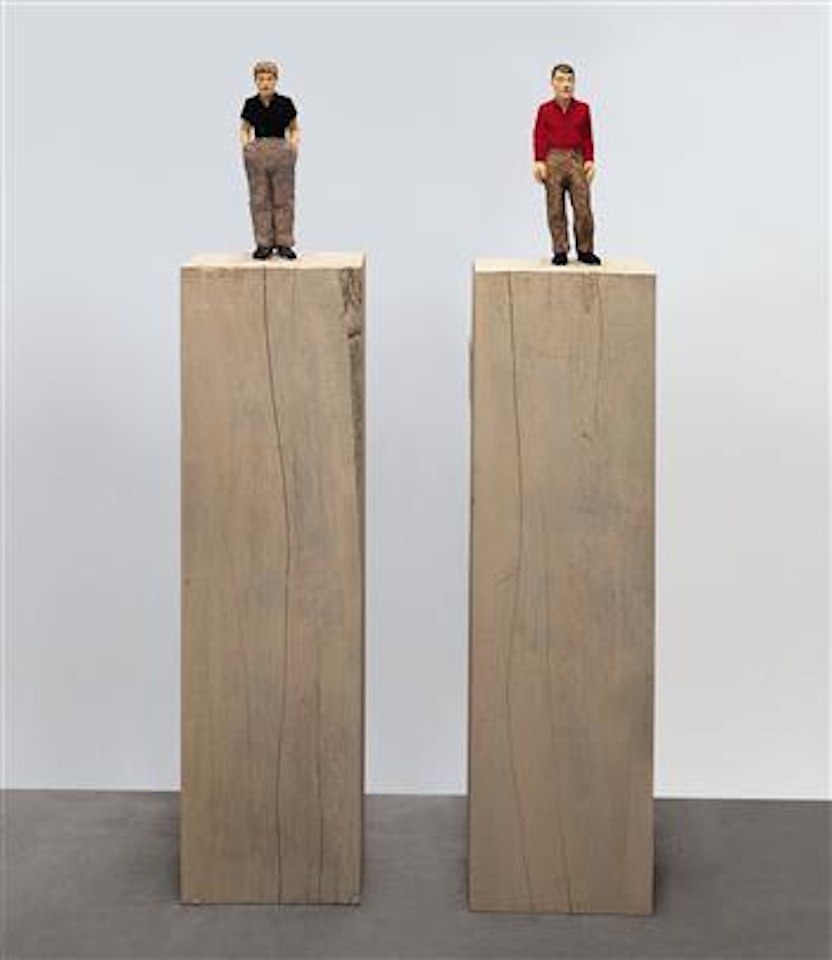 Small Pair (man with red shirt and woman with black skirt) by Stephan Balkenhol