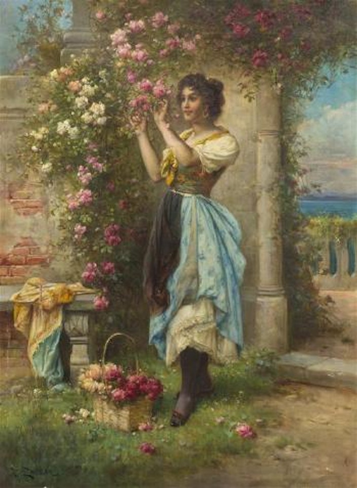 Lady with Flowers by Hans Zatzka