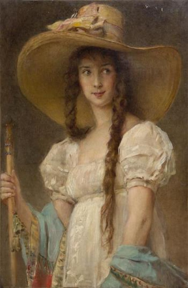 Woman in White with Hat by Konstantin Makovsky