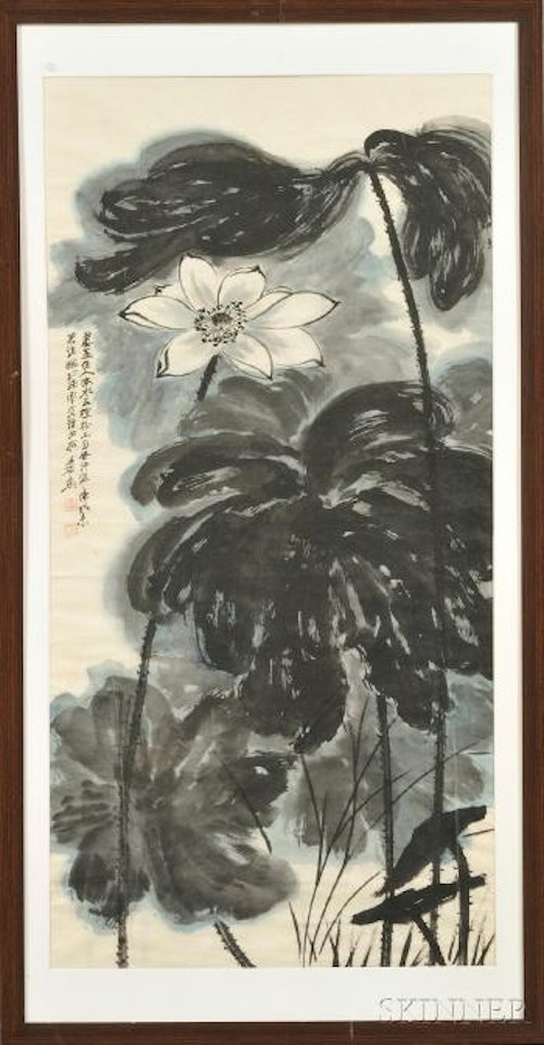 Lotus flower and leaves by Zhang Daqian