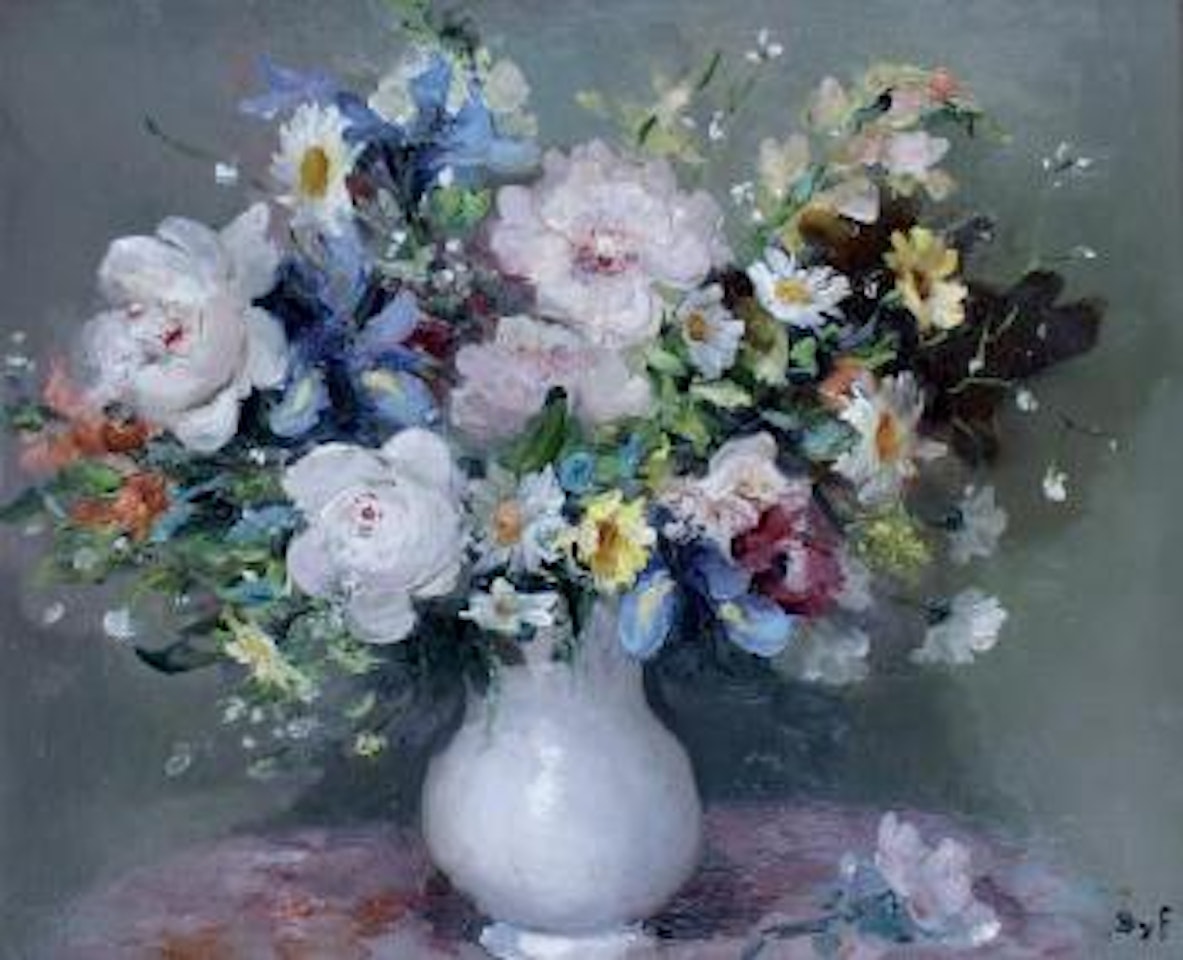 Pivoines au vase blanc by Marcel Dyf