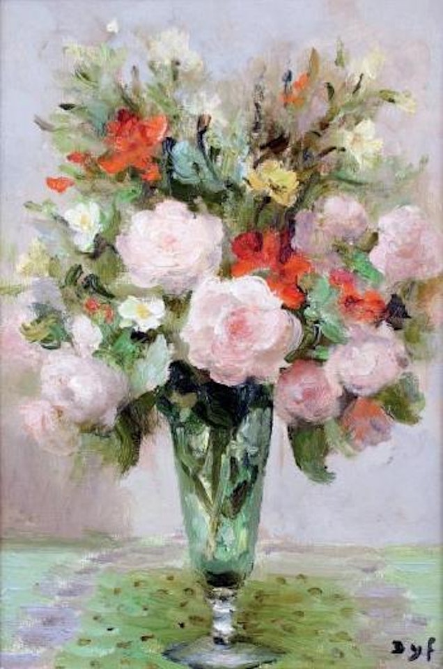 Petit vase aux roses et coquelicots by Marcel Dyf