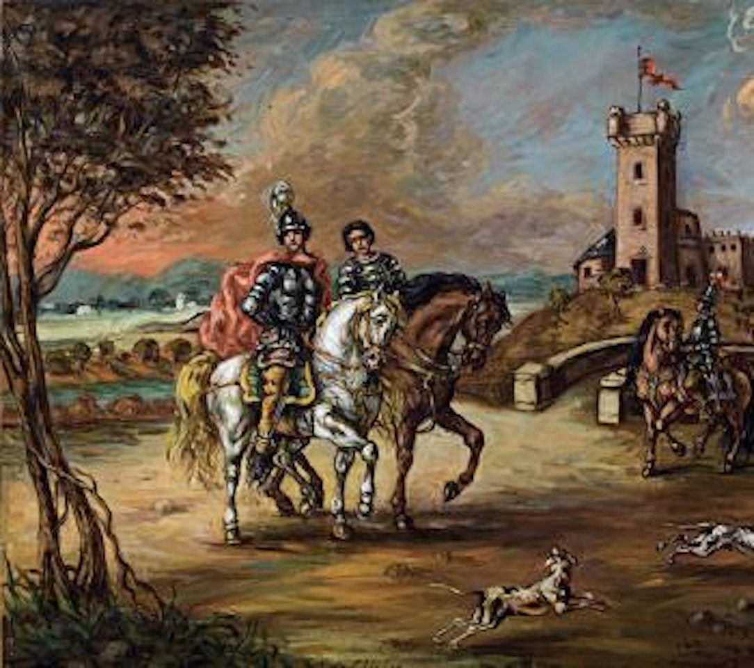 Cavalieri presso una torre by Giorgio de Chirico