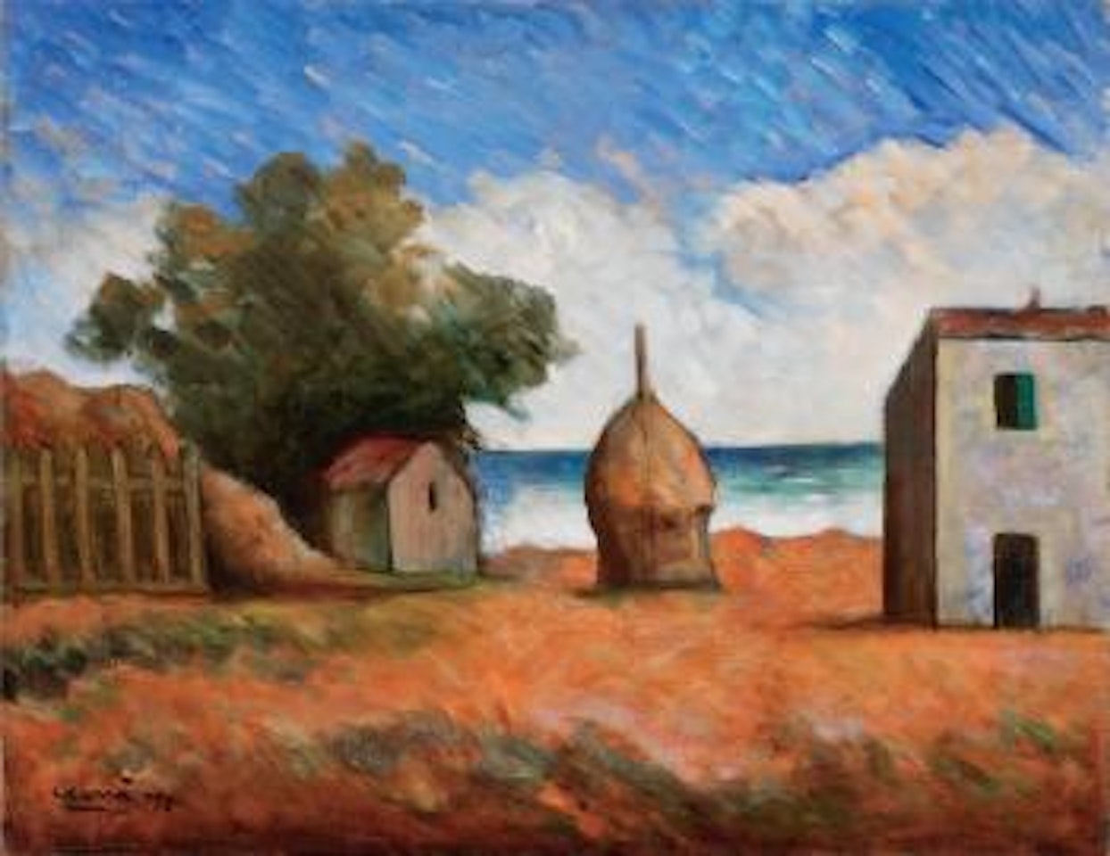 Marina con casa colonica by Carlo Carra