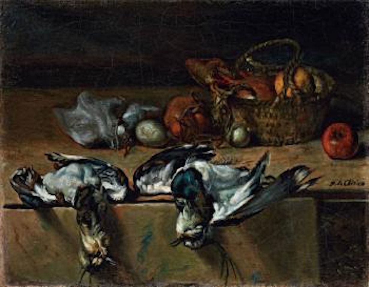 Vita silente di uccelli con canestro by Giorgio de Chirico