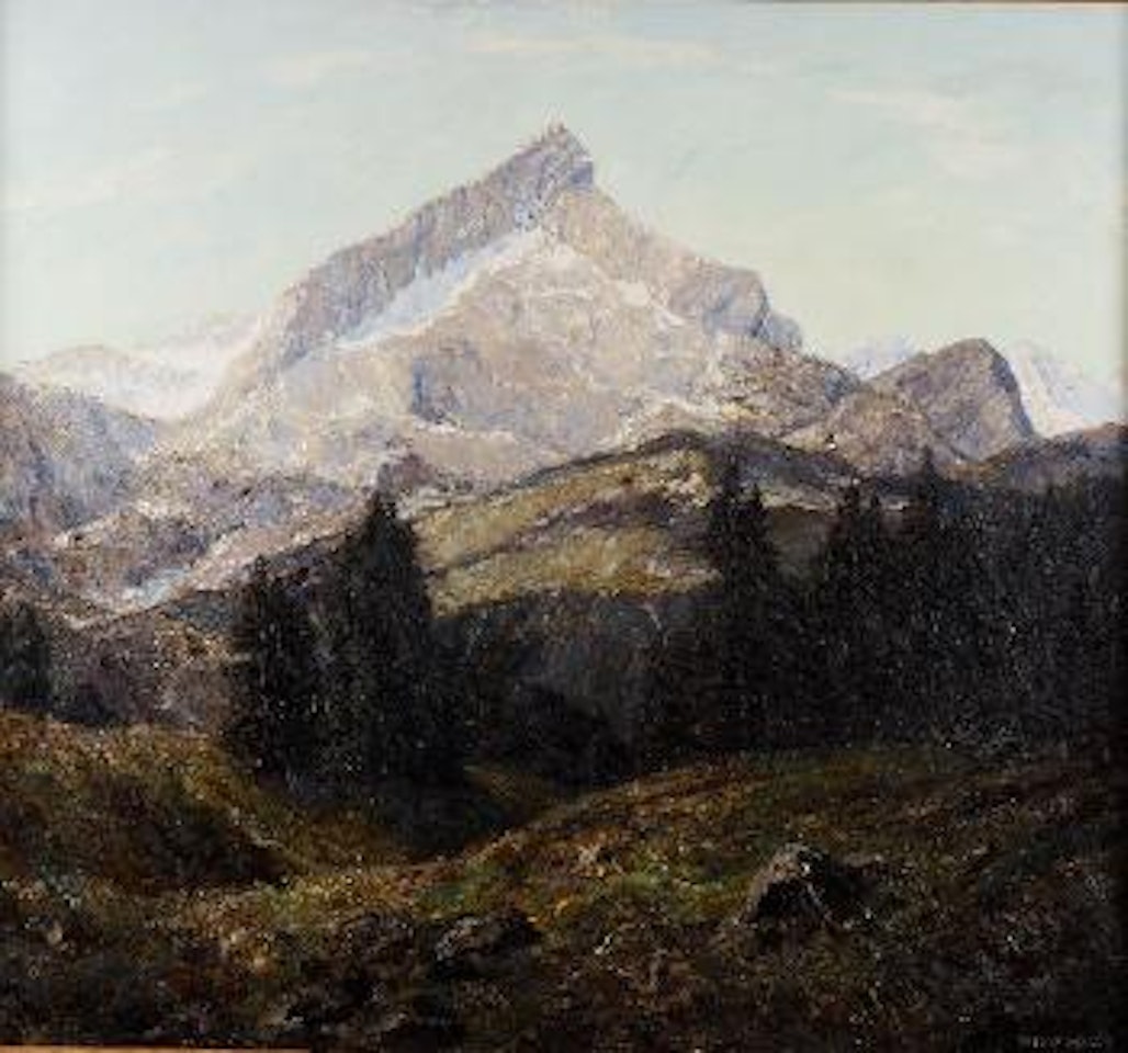 Die Alpspitze von der Eckbaüeralm gesehen by Otto Pippel