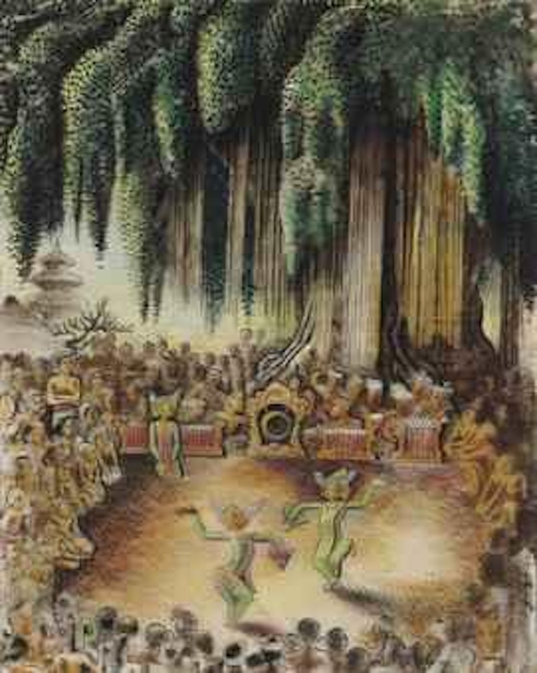 Legong Performance Under Banyan Tree by Miguel Covarrubias