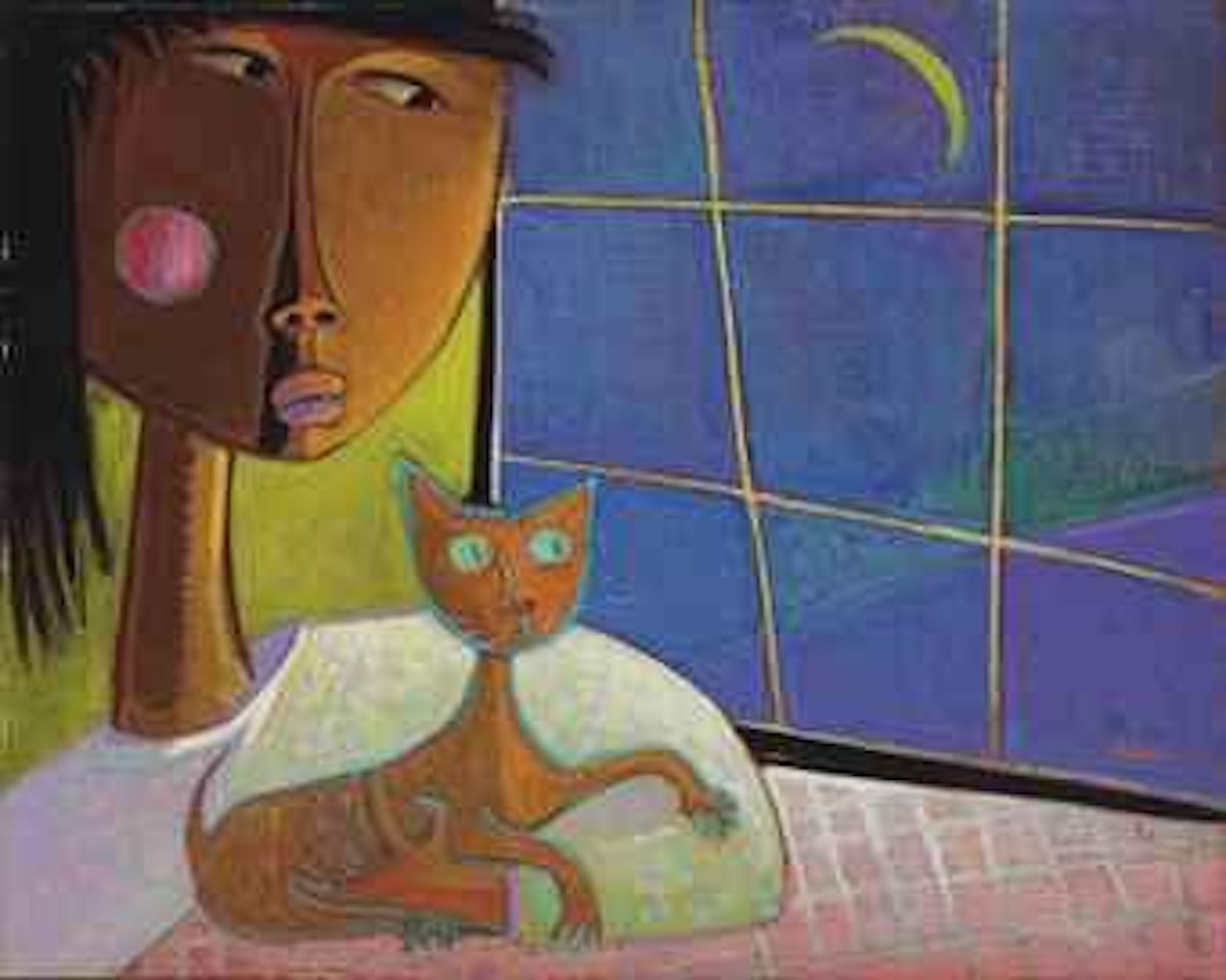 Niña con gato by Angel Botello