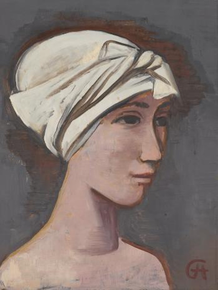 Mädchen Mit Kopftuch Girl With Headscarf by Karl Hofer