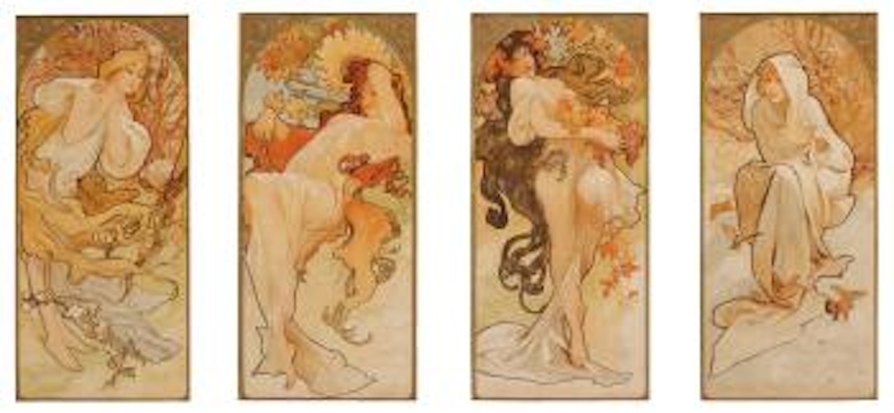 The Four Seasons, Calendar For Chocolat Masson/Chocolat Mexicain by Alphonse Mucha
