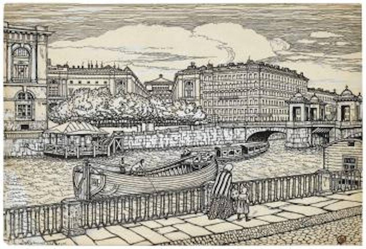 The Chernyshev Bridge, St. Petersburg by Mstislav Valerianovich Dobuzhinsky