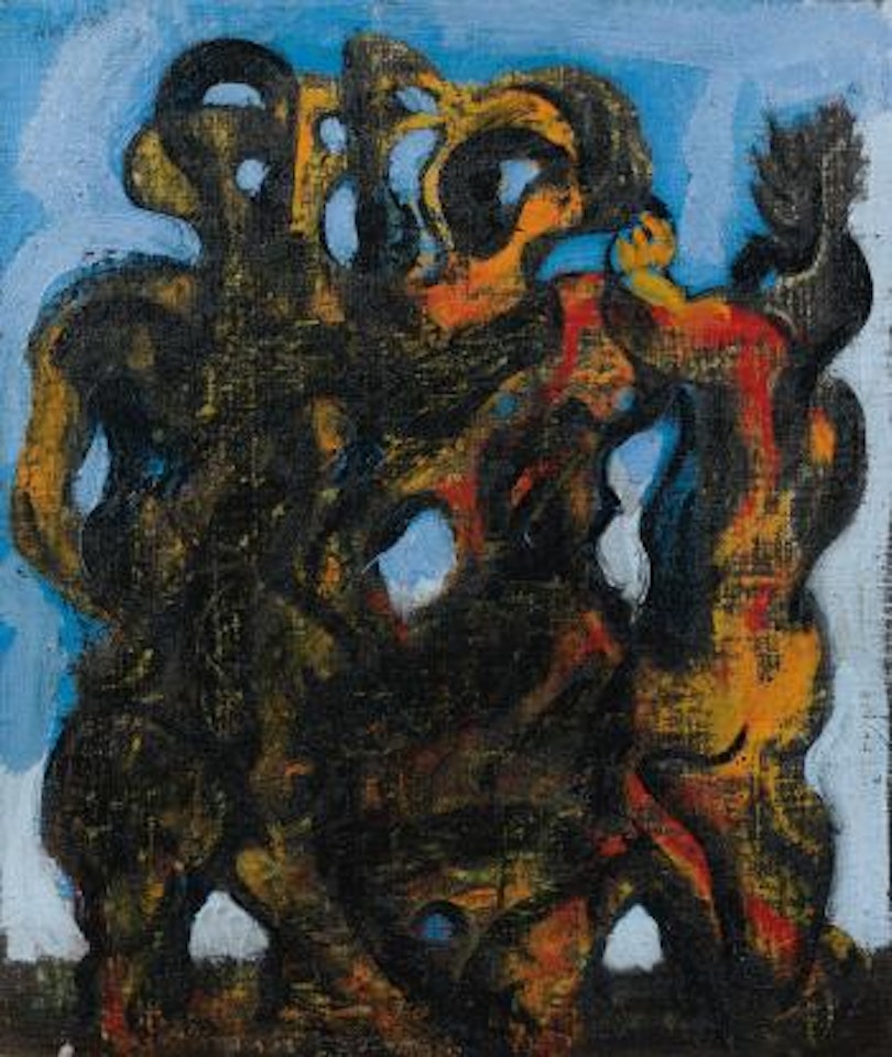 Gestes Sauvages Pour Le Charme II (Deux Jeunes Femmes Et Homme Double) by Max Ernst