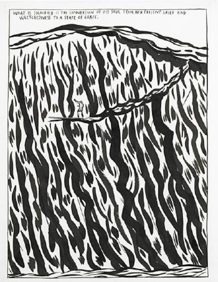 Untitled (What is signified is the conversion of his soul from her present grief and wretchedness to a state of grace) by Raymond Pettibon