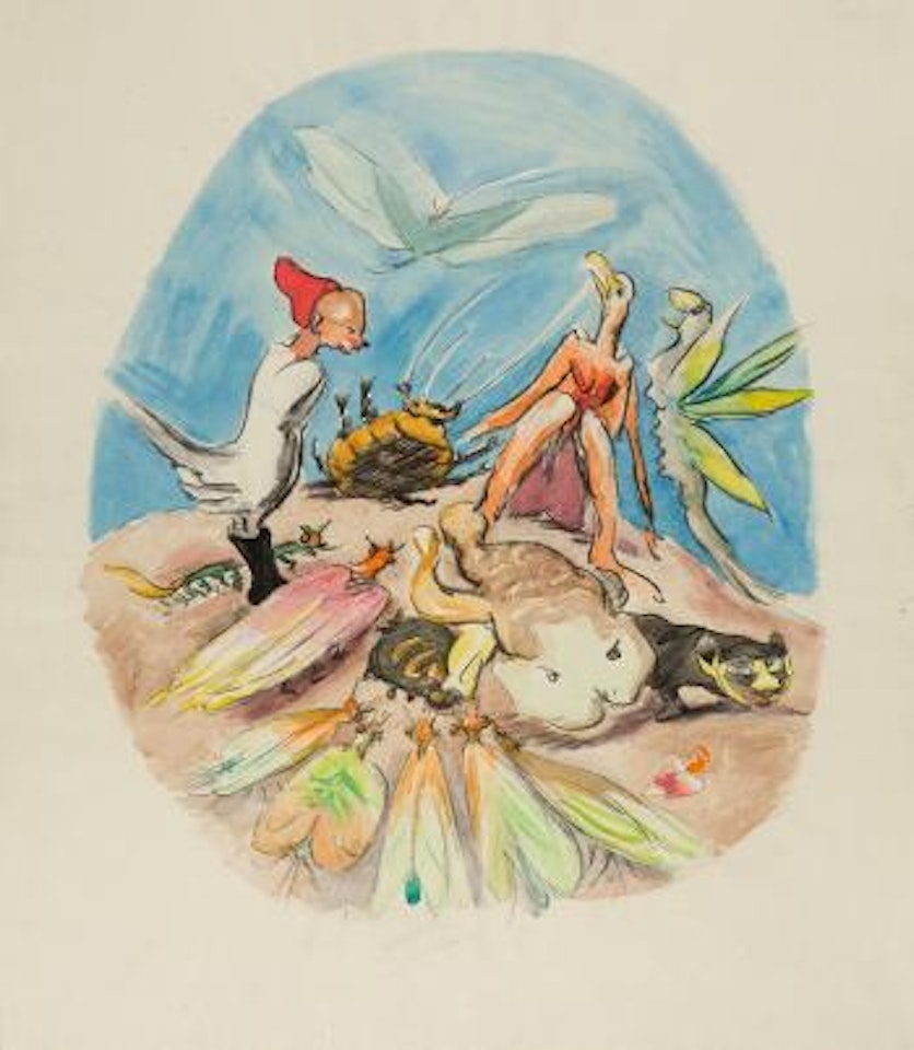Fantastische Szene mit Fabelwesen by Ludwig Meidner