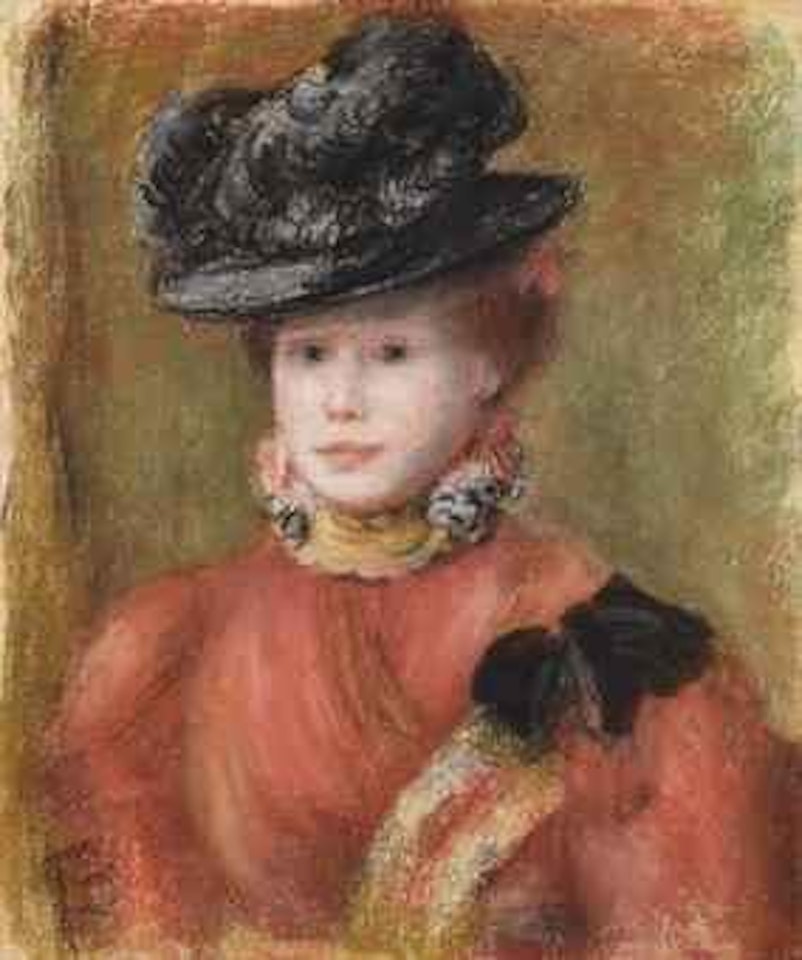 Femme au corsage rouge et au chapeau noir by Pierre-Auguste Renoir