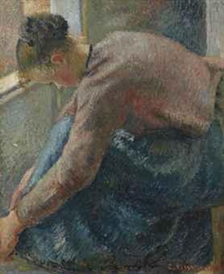 Paysanne attachant son soulier by Camille Pissarro