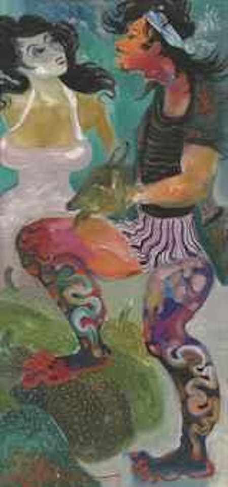 Pedagang Kambing dan Nangka (Goat and Jackfruit Seller) by Hendra Gunawan