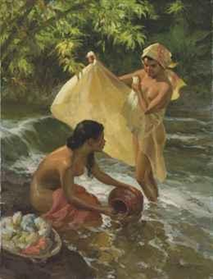 Girls Bathing by the River by Fernando Amorsolo