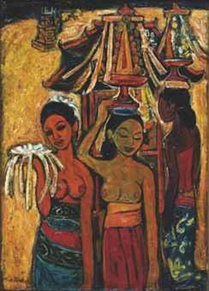 Balinese Girls with Offerings by Cheong Soo Pieng