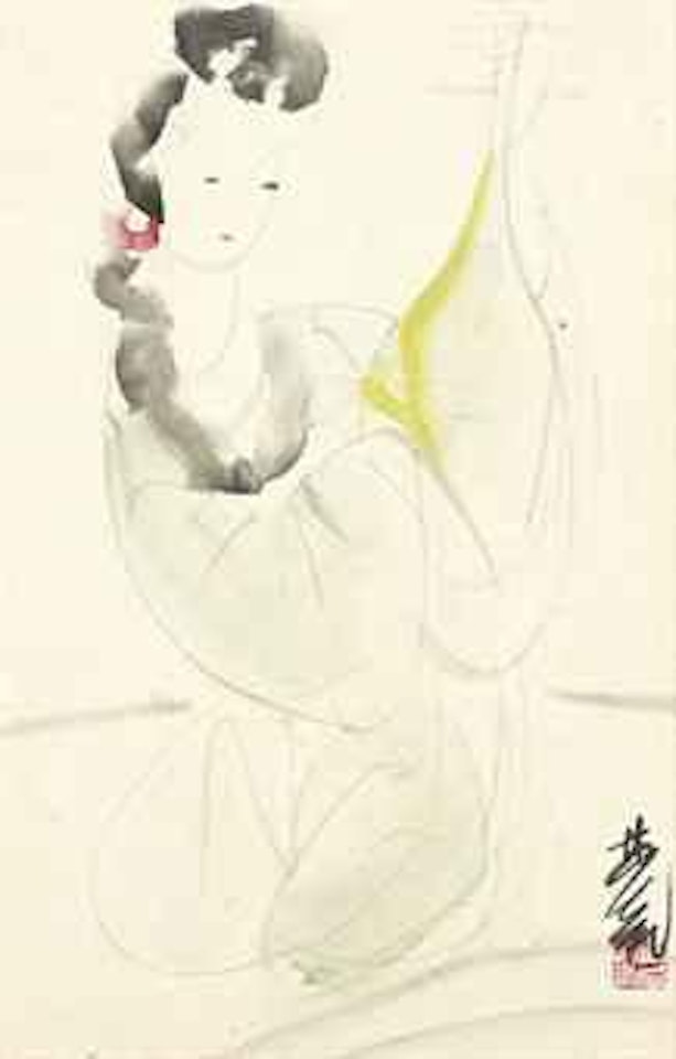 Lady Playing Pipa by Lin Fengmian