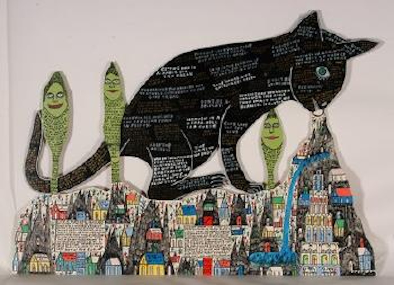 Black cat of Desert Storm, #18,086 by Howard Finster