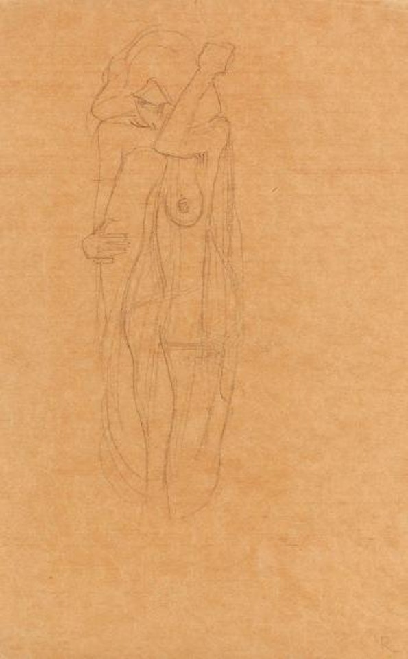 Kauernder Halbakt von vorne by Gustav Klimt