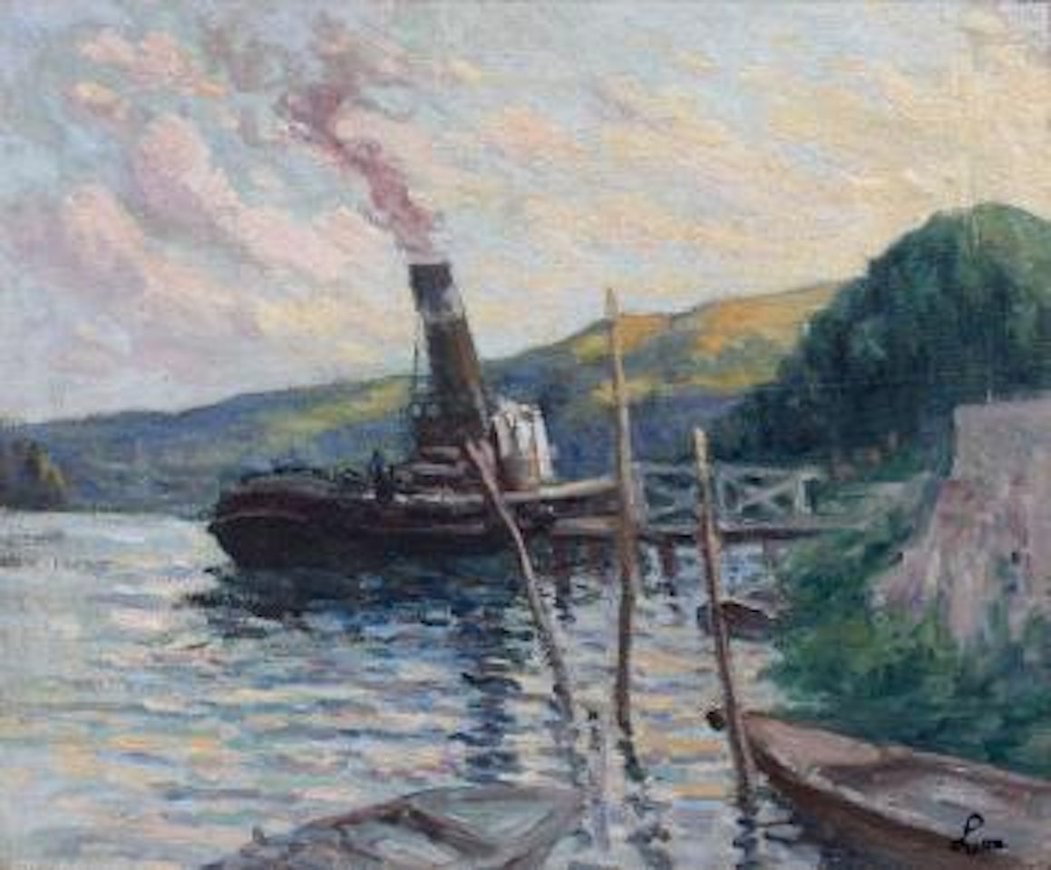 Rolleboise, le remorqueur amarré by Maximilien Luce