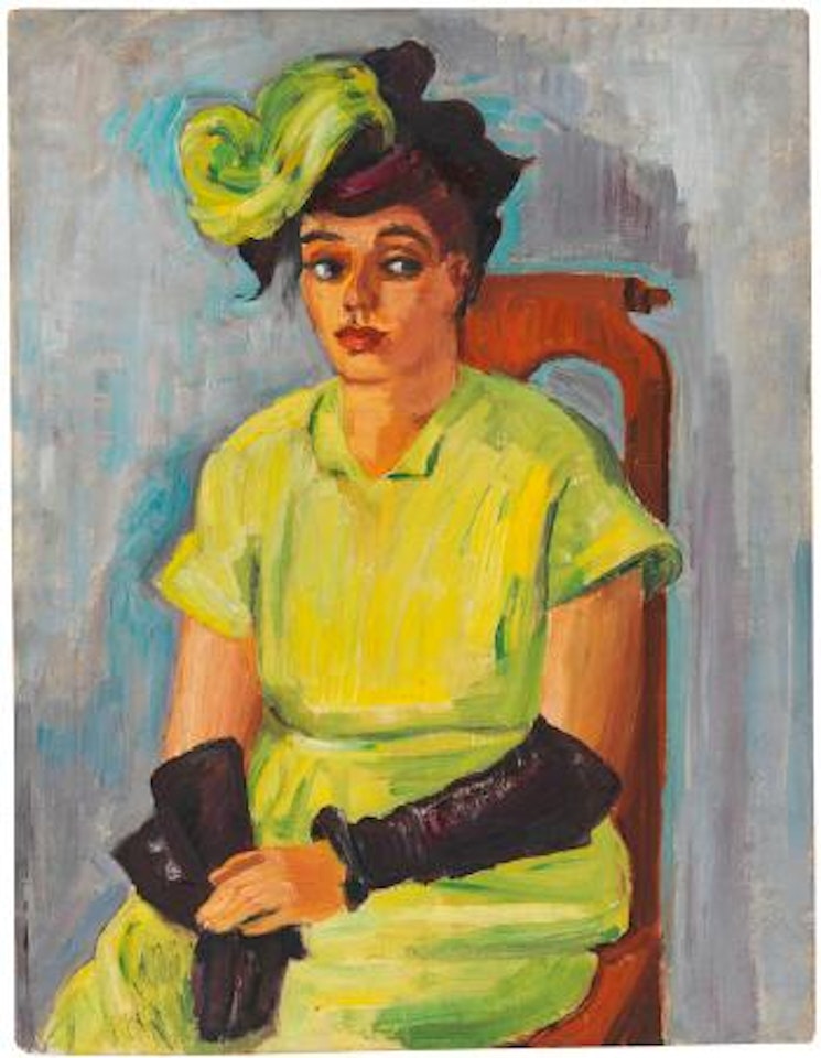 Bildnis Freda Wermel in gelbem Kostüm by Max Pechstein