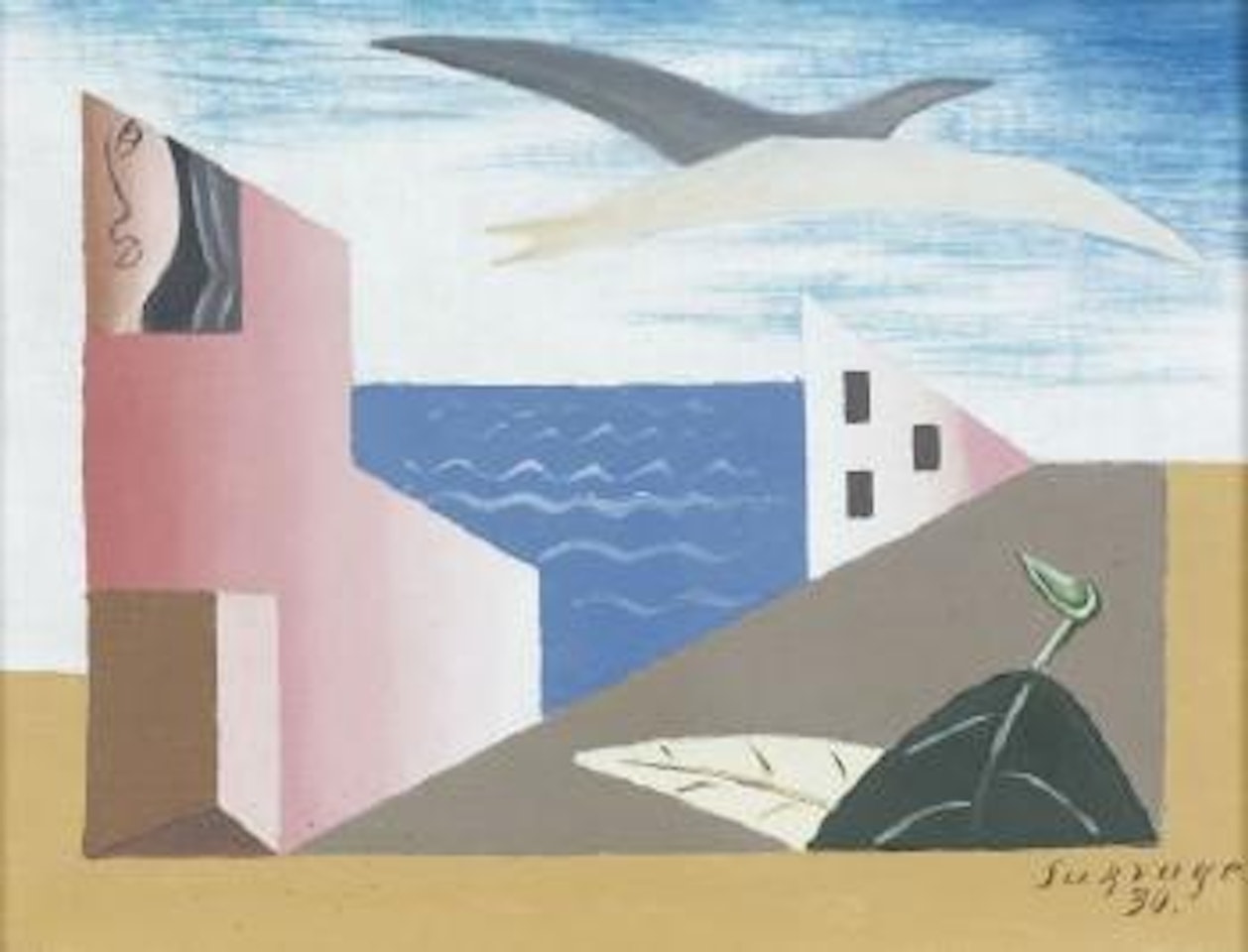 Composition à l'oiseau by Leopold Survage