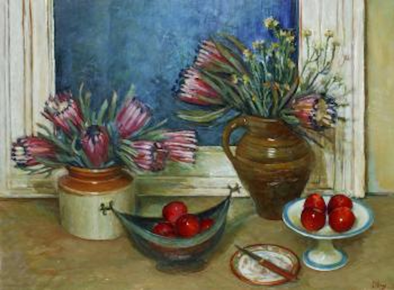 Proteas with Apples by Margaret Hannah Olley